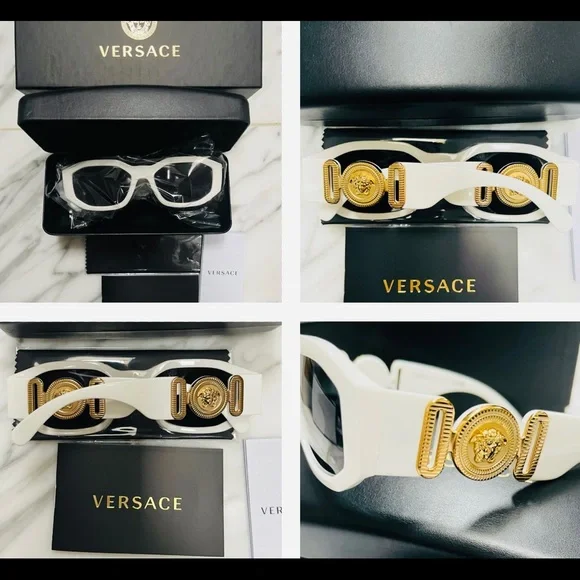 VERSACE UNISEX TOP 8 SPRING/SUMMER COLLECTION, STRIKING WHITE & GOLD SUNGLASSES